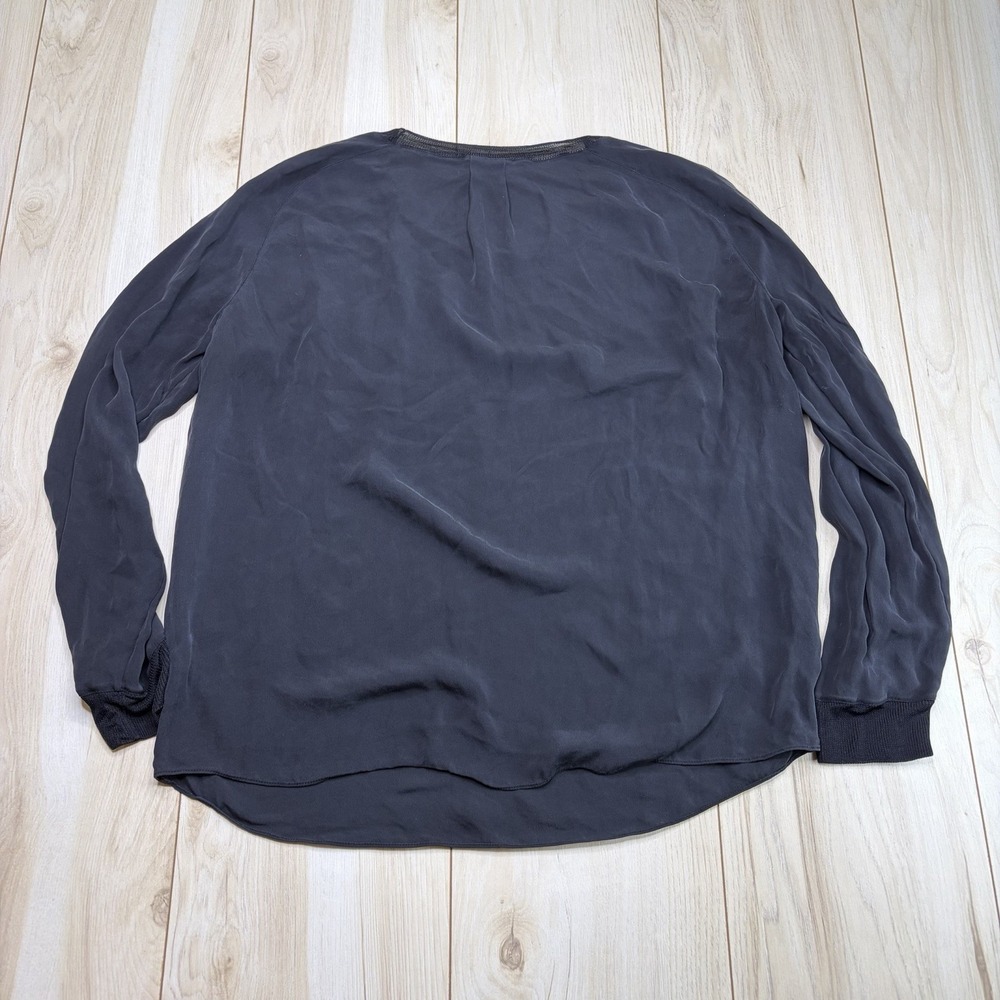 Vince Women's 100% Silk Front Pullover Blouse Top Black Size Medium - Picture 12 of 15